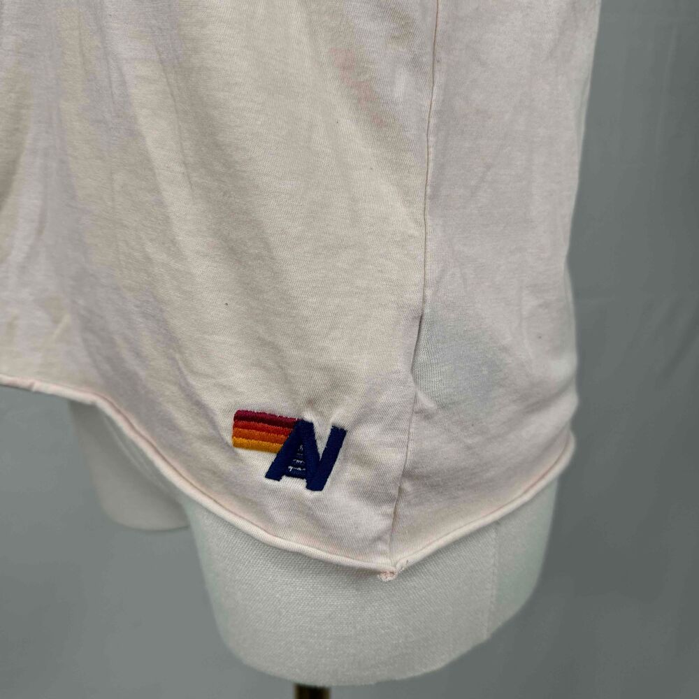 Aviator Nation Cream Short Sleeve T Shirt With Heart Patch Medium Soft Flawed - Picture 6 of 15